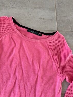 Ralph Lauren Pink Mesh-Sleeve Sweatshirt Top